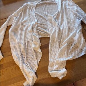 Tahari White Open-Knit Cardigan